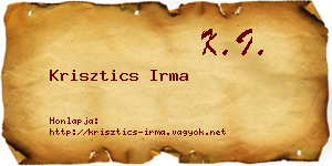 Krisztics Irma névjegykártya