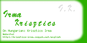 irma krisztics business card